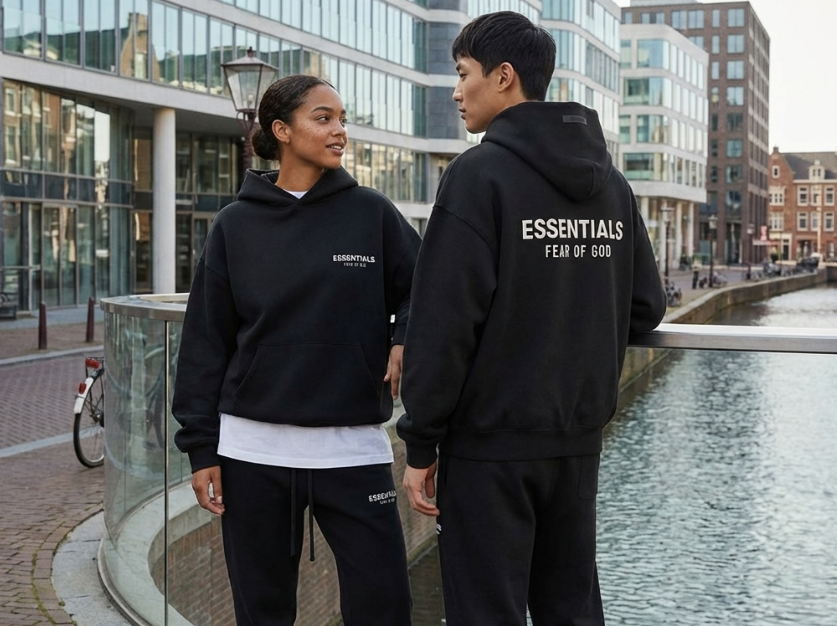 Essentials zwart wit hoodie