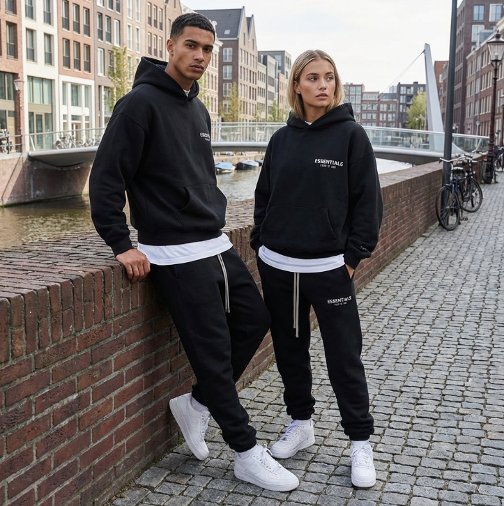 Fear of god essentials zwarte pak